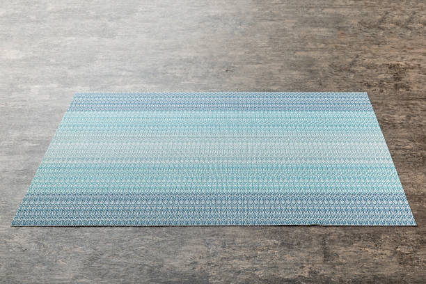 istock Perspective view of blue tablecloth for food on cement background. Empty space for your design 1482776559
