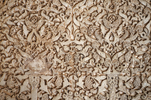 Ornate ancient stone carving pattern, Moorish