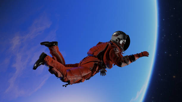 istock Flight of astronaut cosmonaut in space. Cosmic weightlessness, gravity, falling man into galactic abyss of planet. Astronaut in zero gravity, stars and nebulae. 3d render 1482787755