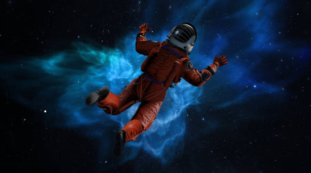 istock Flight of astronaut cosmonaut in space. Cosmic weightlessness, gravity, falling man into galactic abyss of planet. Astronaut in zero gravity, stars and nebulae. 3d render 1482787765