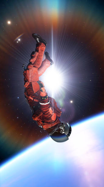 istock Flight of astronaut cosmonaut in space. Cosmic weightlessness, gravity, falling man into galactic abyss of planet. Astronaut in zero gravity, stars and nebulae. 3d render 1482787769