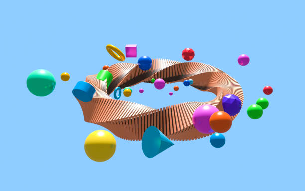 istock Colorful candy-like spheres scattered in a chocolate-colored twisted ring. 1482788672