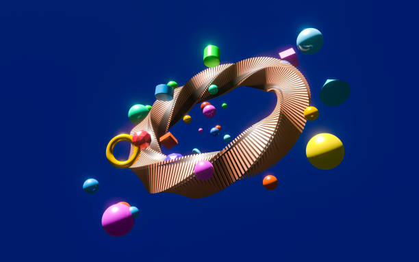 istock Colorful candy-like spheres scattered in a chocolate-colored twisted ring. 1482788678