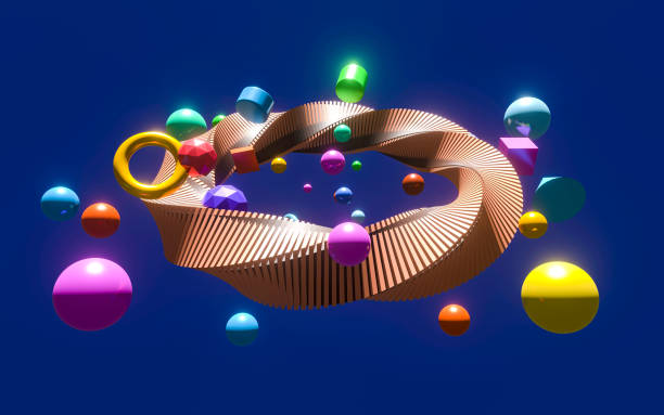 istock Colorful candy-like spheres scattered in a chocolate-colored twisted ring. 1482788686