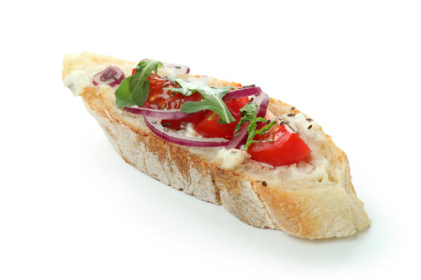 istock Delicious bruschetta snack isolated on white background 1482790231