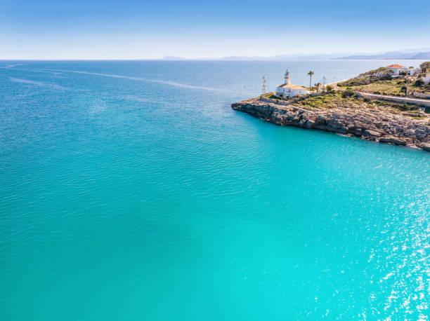 Cullera lighthouse in Mediterranean sea in Valencia of Spain