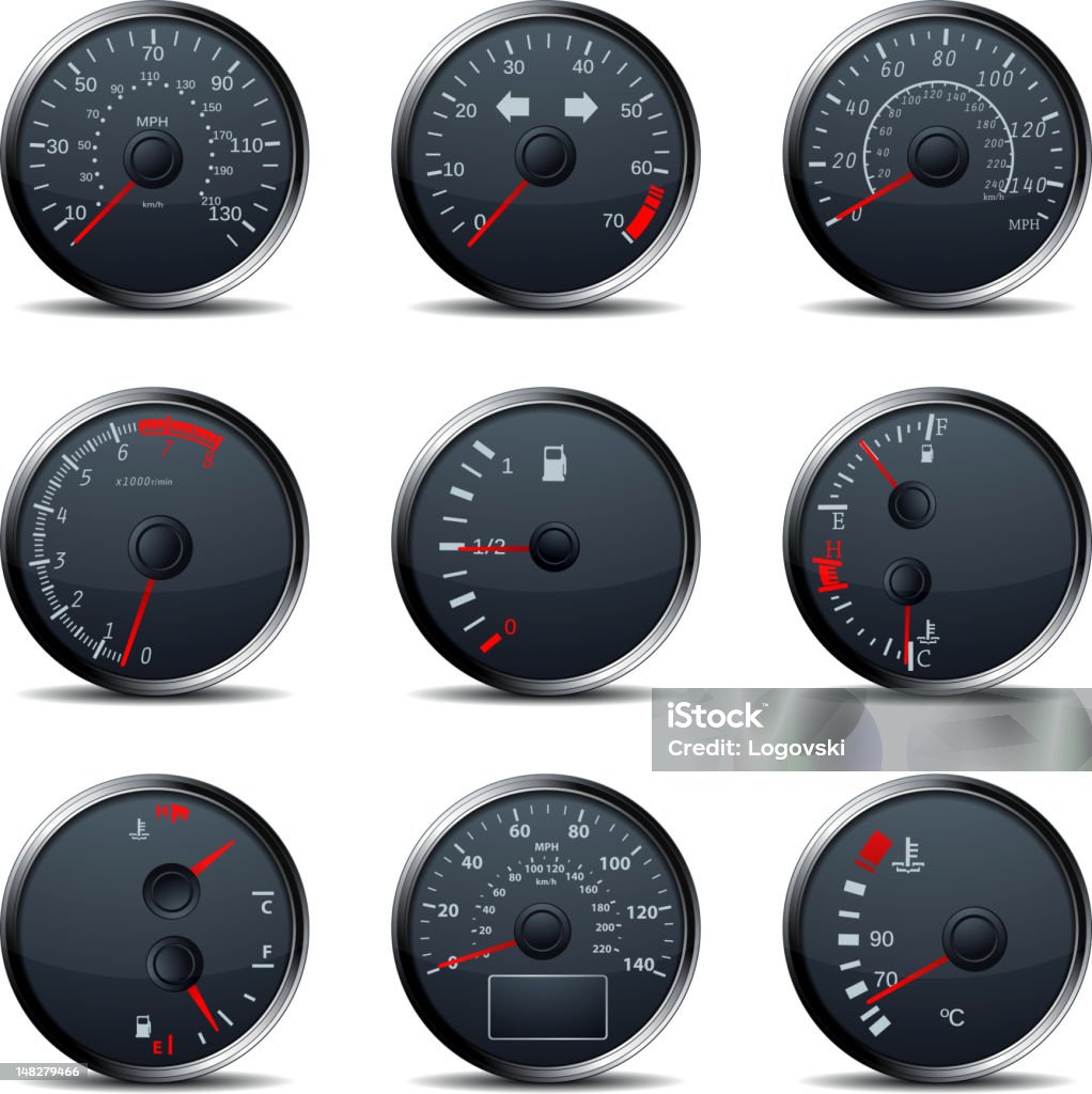 Vettore speedometers - arte vettoriale royalty-free di Arte, Cultura e Spettacolo