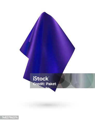 istock Purple shiny fabric, handkerchief or tablecloth hanging 1482796374