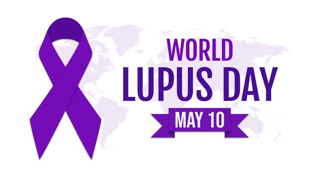World Lupus Day animation. Violet awareness ribbon. Immune System Disorders. May Lupus Awareness Month