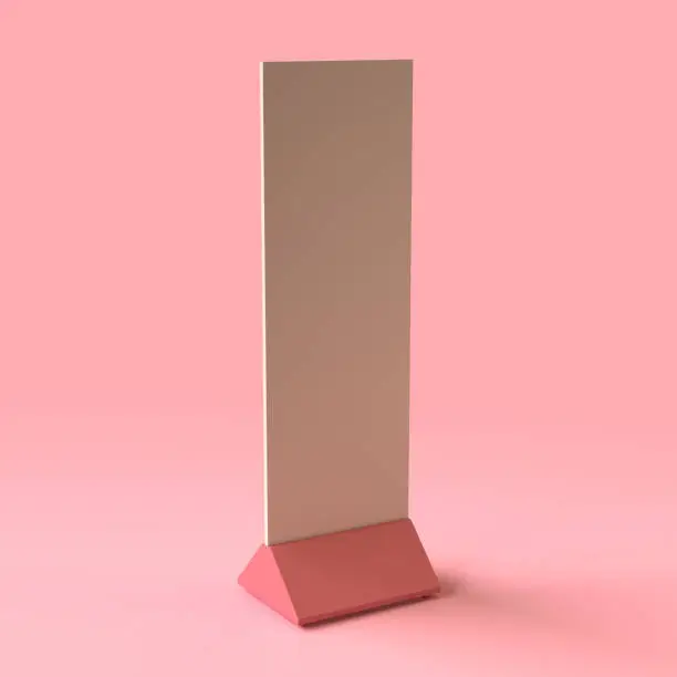 Outdoor Advertising Stand Banner or Lightbox. Isolated on Pink Background. 3d Rendering