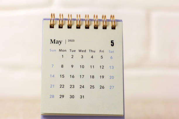 istock Calendar for May 2023 on the desktop for managing and planning every day. 1482798389