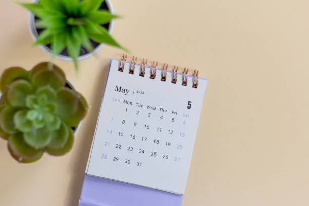 istock Calendar for May 2023 on the desktop for managing and planning every day. 1482798655