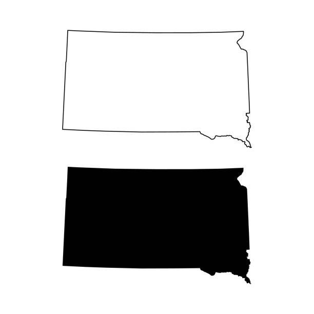 ilustrações, clipart, desenhos animados e ícones de conjunto de dakota do sul forma do mapa, estados unidos da américa. ilustração vetorial do conceito plano - south dakota map pierre cartography