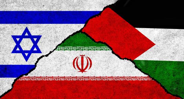 istock Palestine, Iran and Israel flag together 1482800246