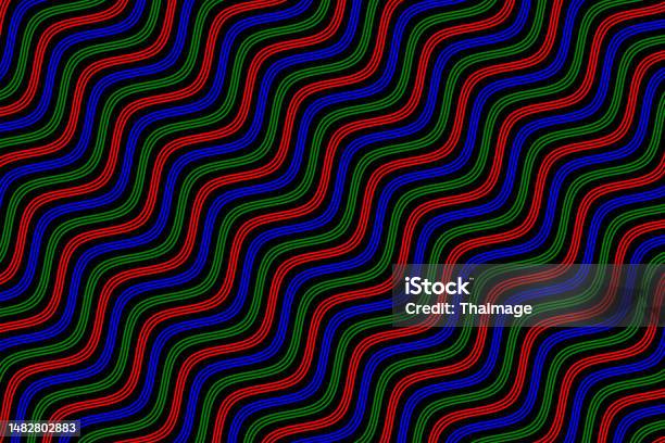 Colorful Sea Wave Lines Repeating Pattern On Black Background Vector ...