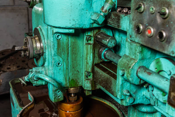Old equipment, machines, tools in a rustic style in an abandoned mechanical factory