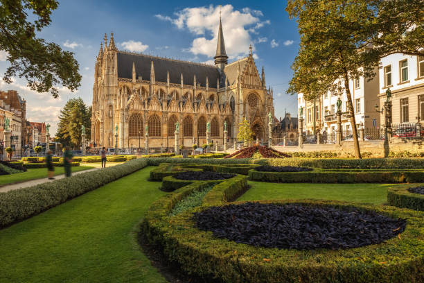 Church of Our Lady of Victories at the Sablon, Brussels, Belgium stock photo