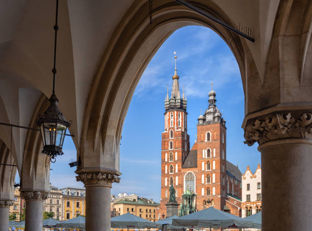 Saint Mary's Basilica in Krakow, Poland stock photo