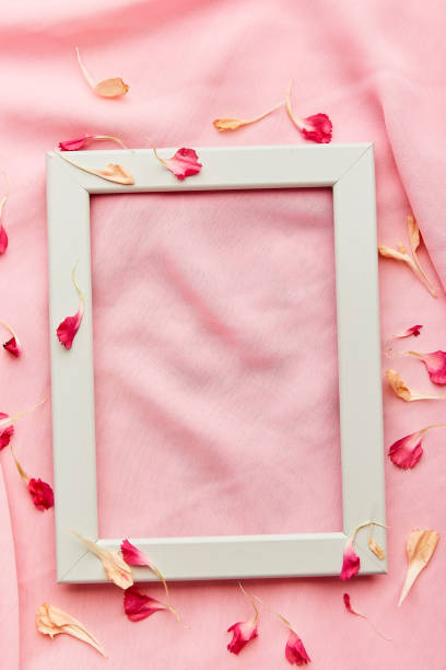 istock Atmospheric turquoise empty interior pink wall layout among lavender and petals arrangement with copy space. Mothers Day, Womens Day concept 1482808652