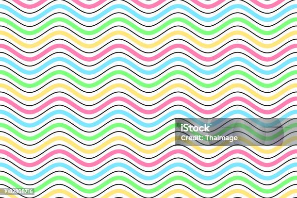 Rainbow Ocean Wave Lines Repeating Pattern On White Background Vector ...
