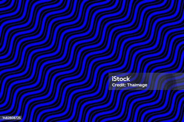 Blue Ocean Wave Lines Repeating Pattern On Black Background Vector ...