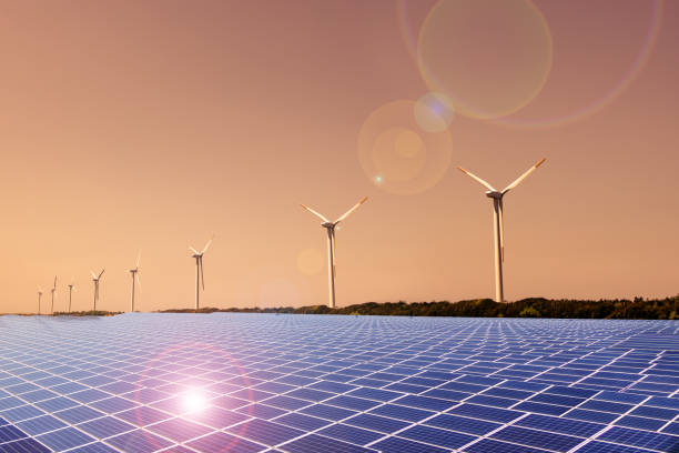 istock Solar panels and wind turbines for a decarbonized society 1482808969