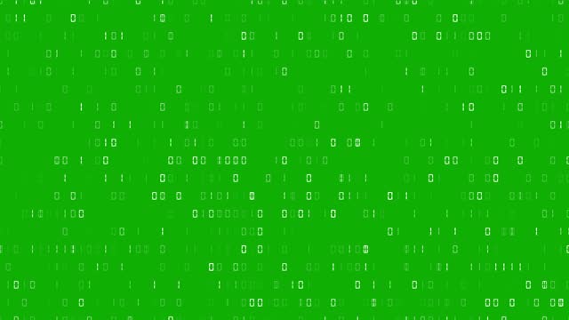 Digital binary code motion graphics with green screen background