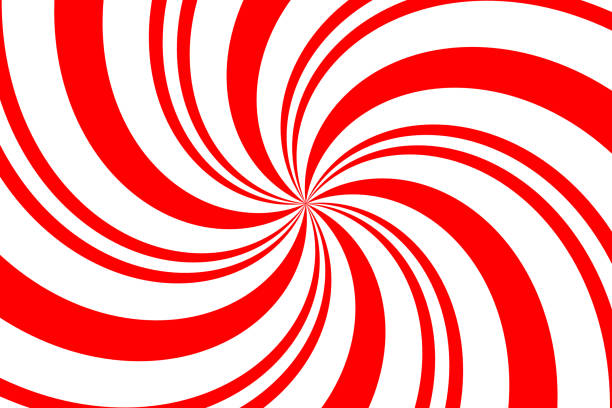 roter und weißer spiralhintergrund. zuckerstangenfarben wirbeln den hintergrund. abstraktes gestreiftes vintage-muster. - christmas pattern striped backgrounds stock-grafiken, -clipart, -cartoons und -symbole