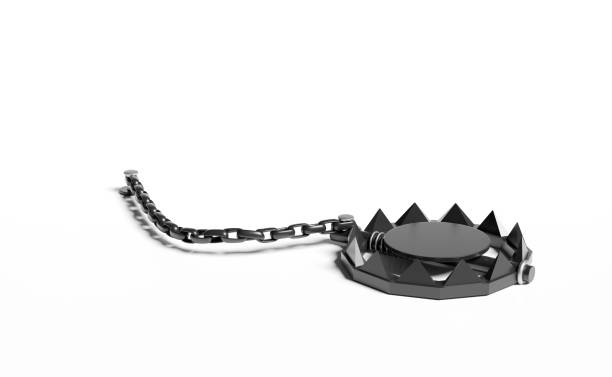 istock Bear Trap isolated on white background. business trap, scammer concept, 3d illustration, 3d render 1482824924