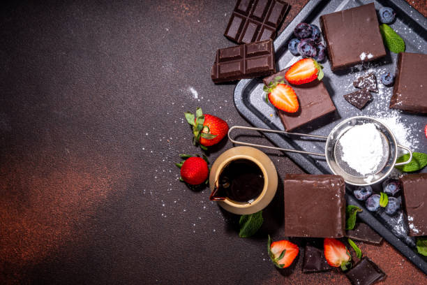 istock Dark chocolate brownies with berry 1482825317