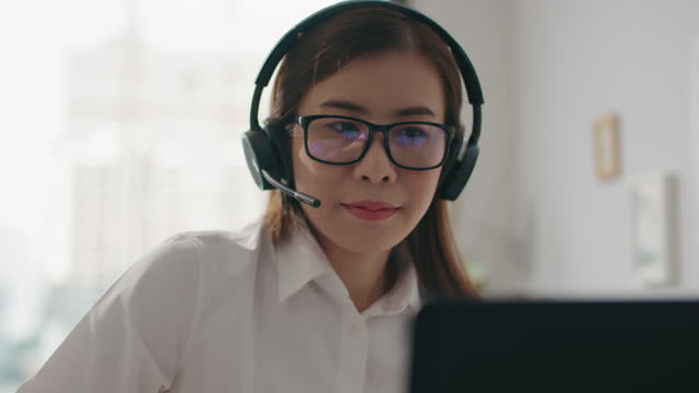 Freelance Business woman using laptop video call with colleague
