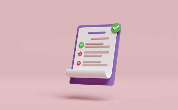istock purple clipboard white checklist paper with check isolated on pink background. project plan, business strategy concept, 3d illustration, 3d render 1482832185