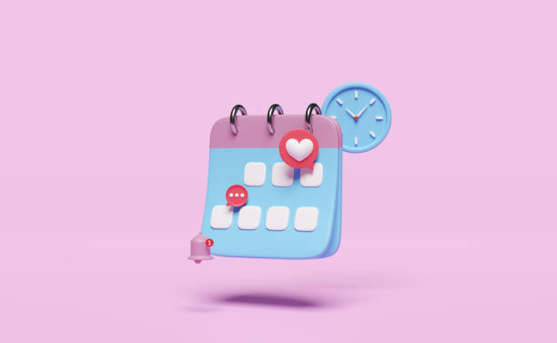 istock 3d calendar with clock, chat bubbles icons, marked date, notification bell  isolated on pink background. schedule appointment concept, 3d render illustration 1482832293