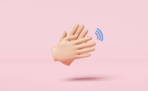 3D clapping hands or hands applauding icon isolated on pink background. congratulations on success concept. 3d render illustration
