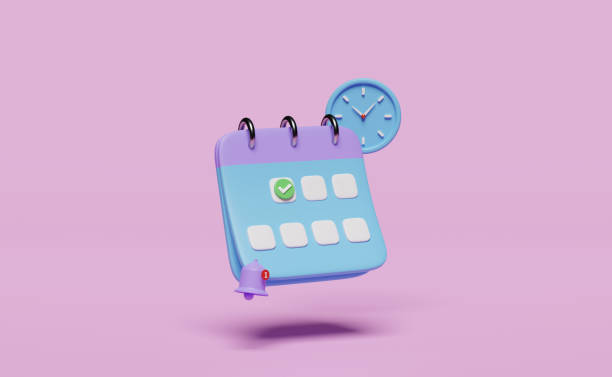 istock 3d calendar with clock, checkmark icons, marked date, notification bell  isolated on pink background. schedule appointment concept, 3d render illustration 1482832361