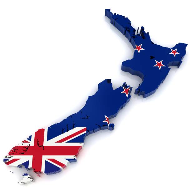 New Zealand flag map stock photo