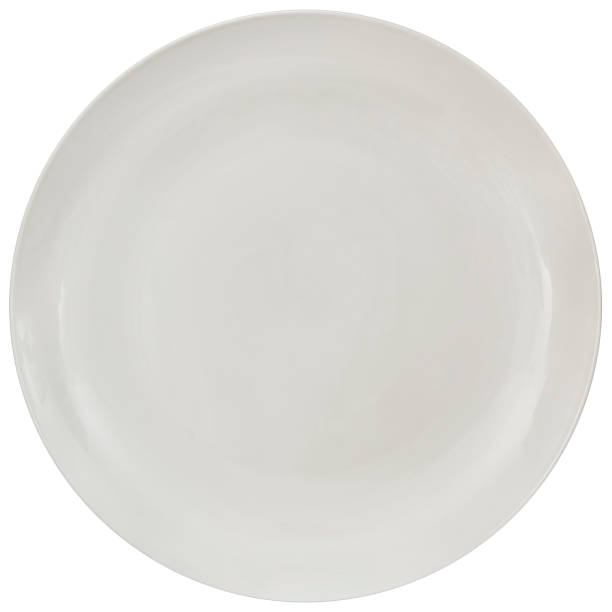 istock Dessert Shallow White Round Porcelain Plate Isolated on White Background 1482835561