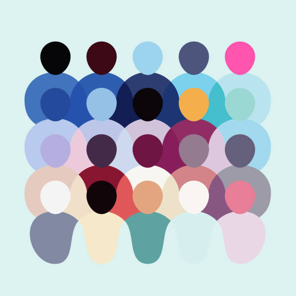 Vector illustration. Diverse crowd of people, abstract pattern. community, society, different personalities and cultures make up a population. Multicultural concept. vector art illustration