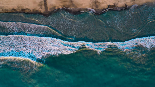 istock Overview of waves crashing onto a beach 1482837027