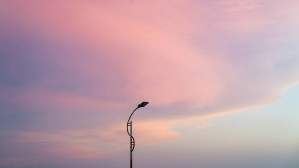 istock a street lamp with purple clouds 1482837796