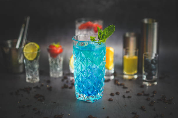 istock Sky Blue Cocktail in Crystal Glass - A Sophisticated Celebration Essential 1482838702