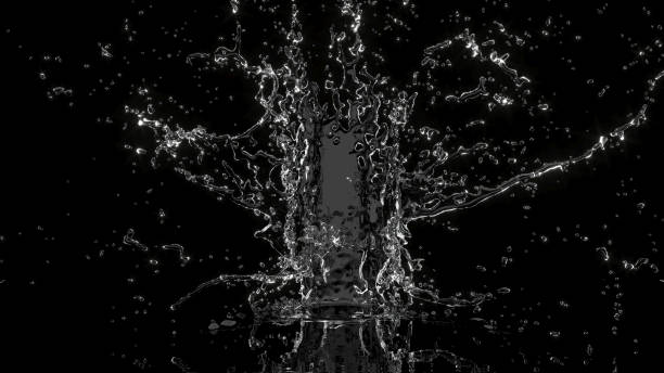 Close up water Liquid Splash for mock up copy space bottle isolate on black background. 3D Rendering. Close up water Liquid Splash for mock up copy space bottle isolate on black background. 3D Rendering. spray stock pictures, royalty-free photos & images