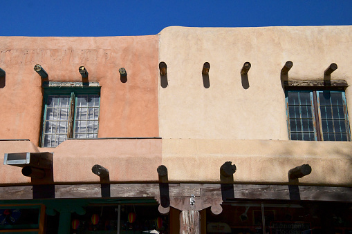 View of buildings in adobe architecture in Taos Pueblo, New Mexico