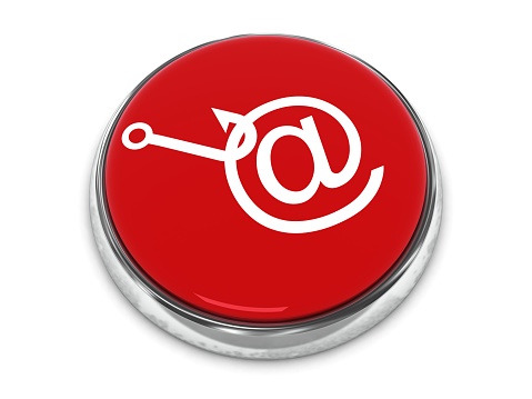 Red glass button with chrome frame. Web oval 3d icon. 3d render illustration isolated on white background
