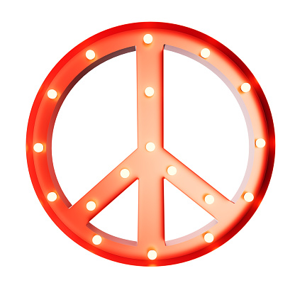 Retro peace sign on a white background. 3d render