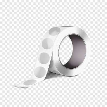 Bobbin Labelling Round Label Sticker Roll Vector Mockup Blank Adhesive Labels On Bobbin ...