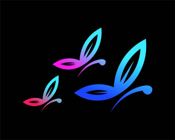 illustrations, cliparts, dessins animés et icônes de flock butterfly beauty wing fly beautiful natural elegant luxury bright colorful vector design illustration - blue silk morpho butterfly