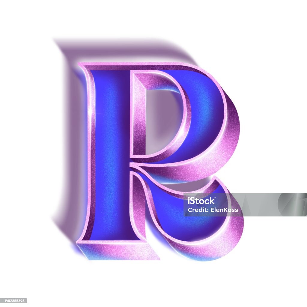 Creative Lettering Letter R Letter R Hand Drawn Modern Script Trendy Luxury Texured Glitter ...