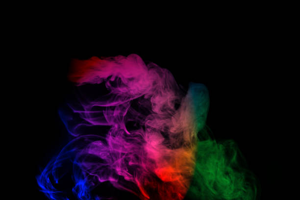 istock Abstract smoke isolated on black background,Rainbow powder 1482855974