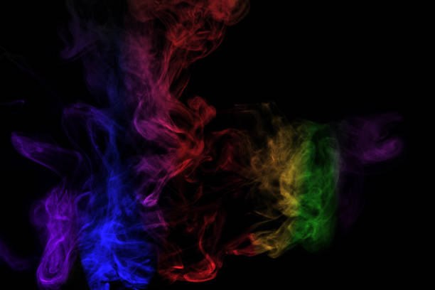 istock Abstract smoke isolated on black background,Rainbow powder 1482856152